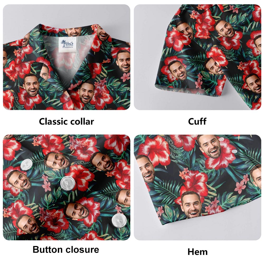Hibiscus Plumeria Hawaiian Shirt With Custom Faces