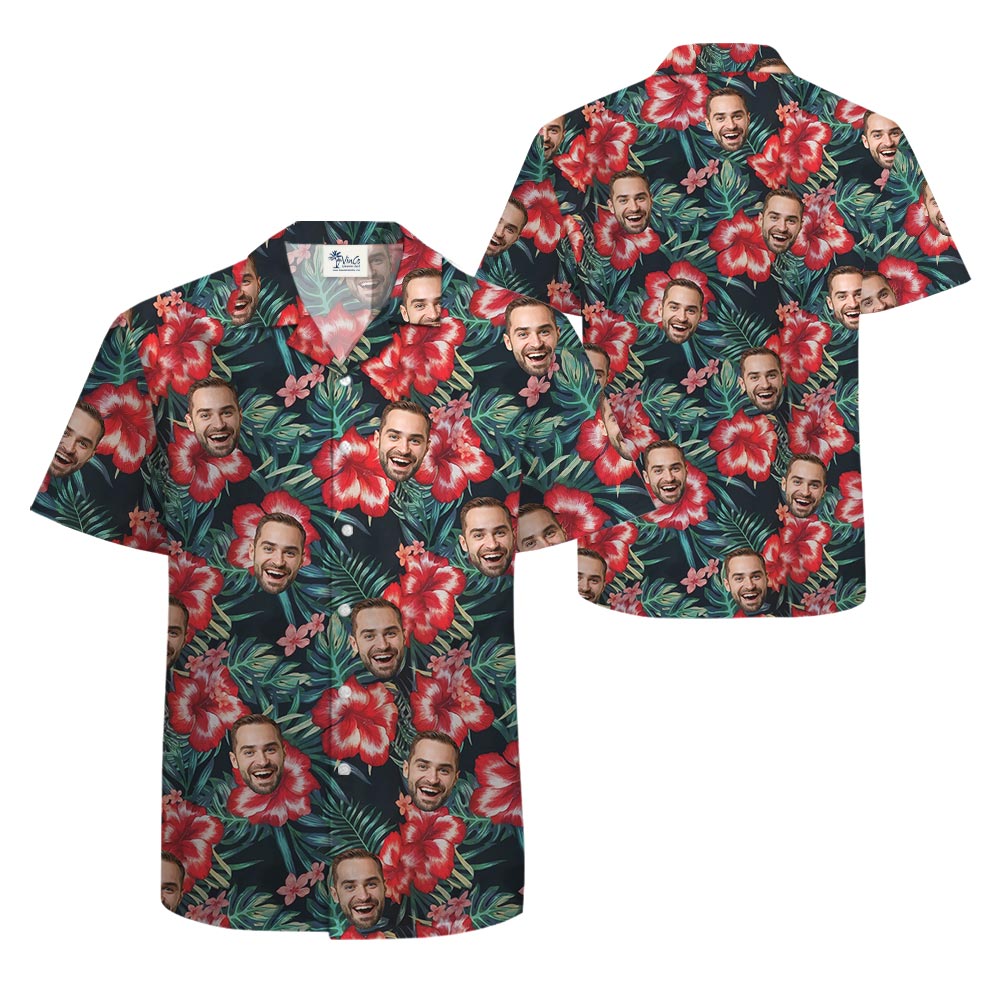 Hibiscus Plumeria Hawaiian Shirt With Custom Faces