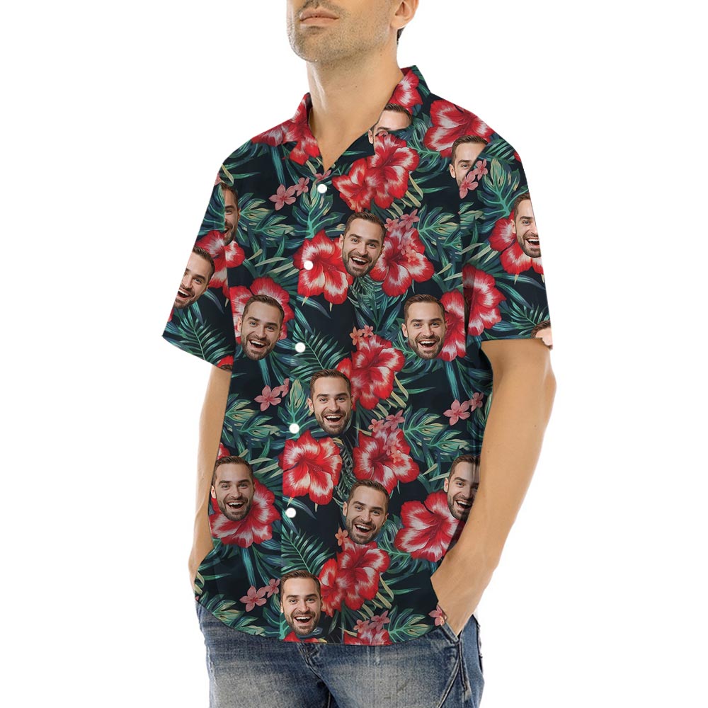 Hibiscus Plumeria Hawaiian Shirt With Custom Faces