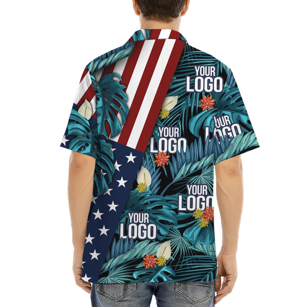 Custom Logo 4th Of July Hawaiian Button Shirt