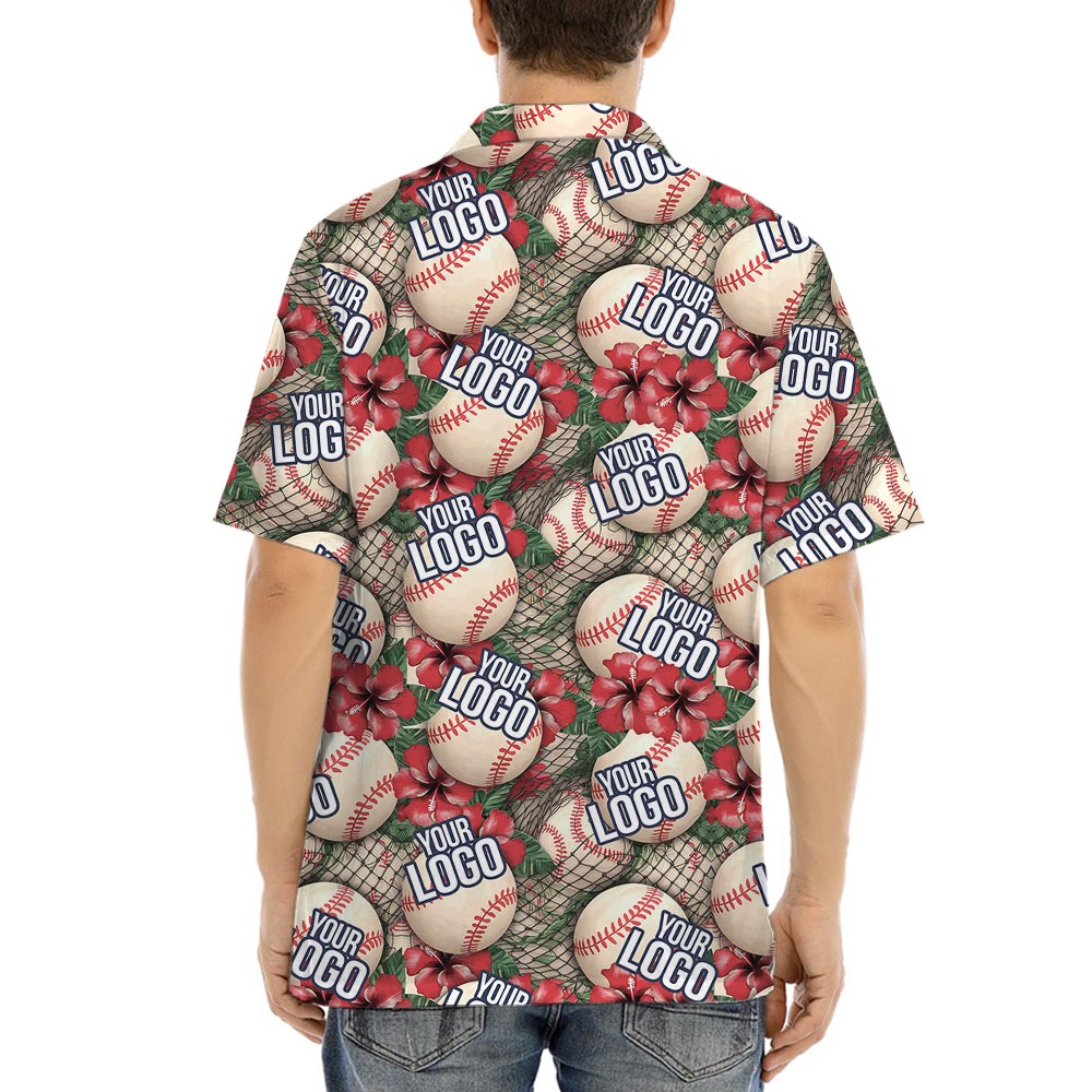 Custom Logo Baseball Team Hawaiian Button Shirt
