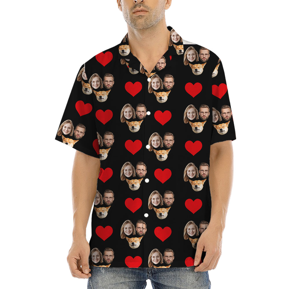 Personalized Men's Button Up Shirt With 1-5 Faces - variant image 1