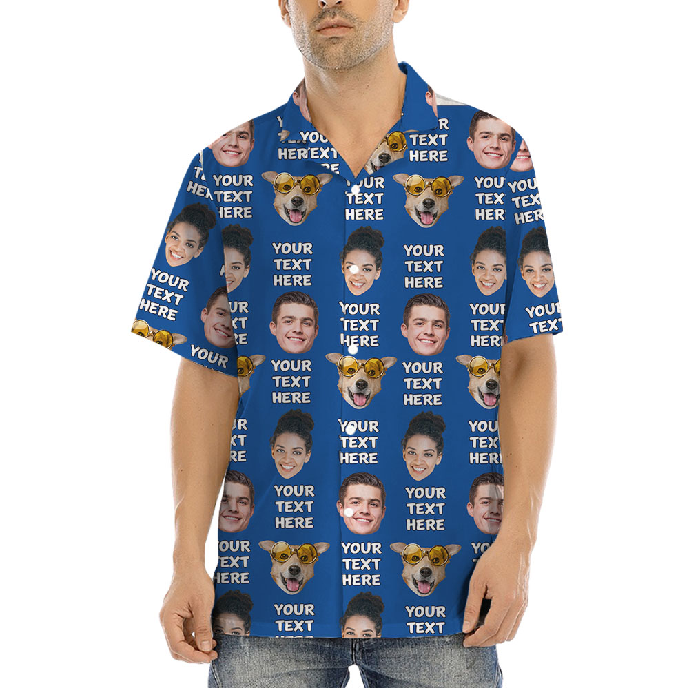 Personalized 1-5 Faces And Text Hawaiian Shirt - variant image 1