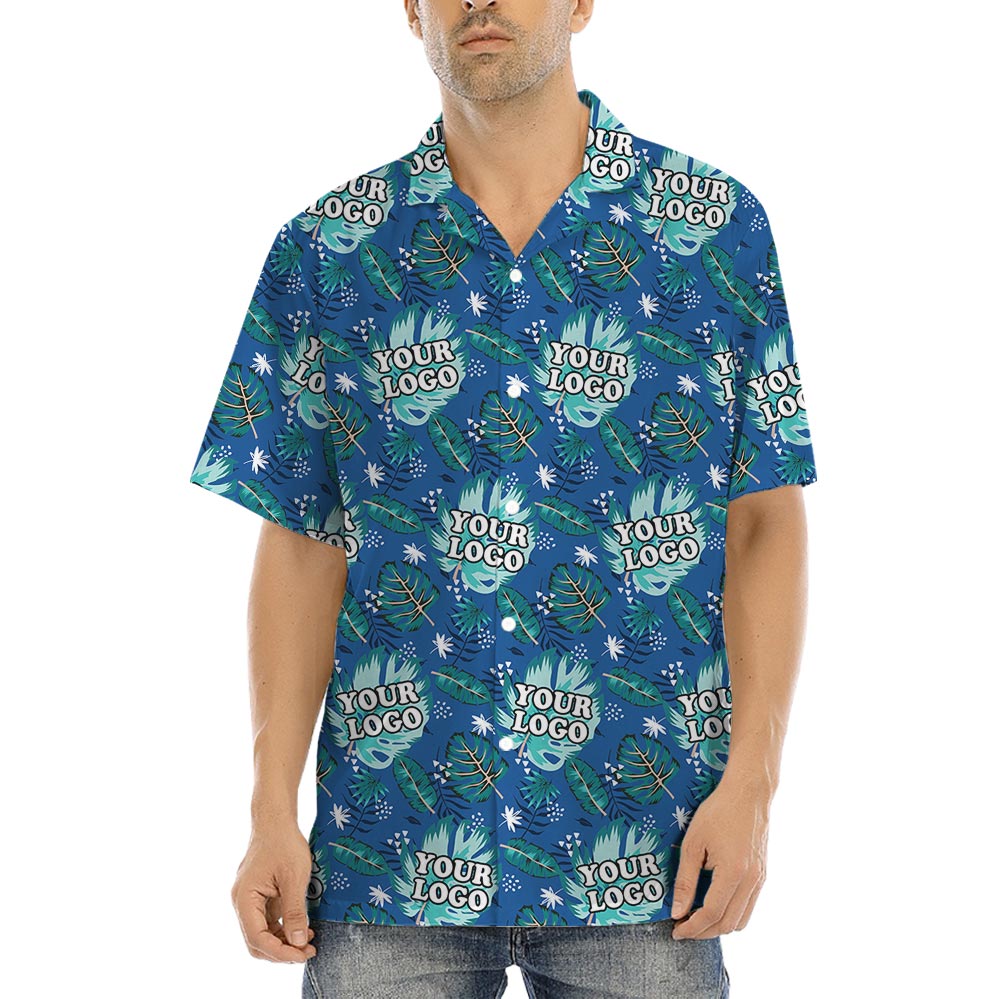 Unique Blue Custom Team Hawaiian Shirt With Logo - variant image 1