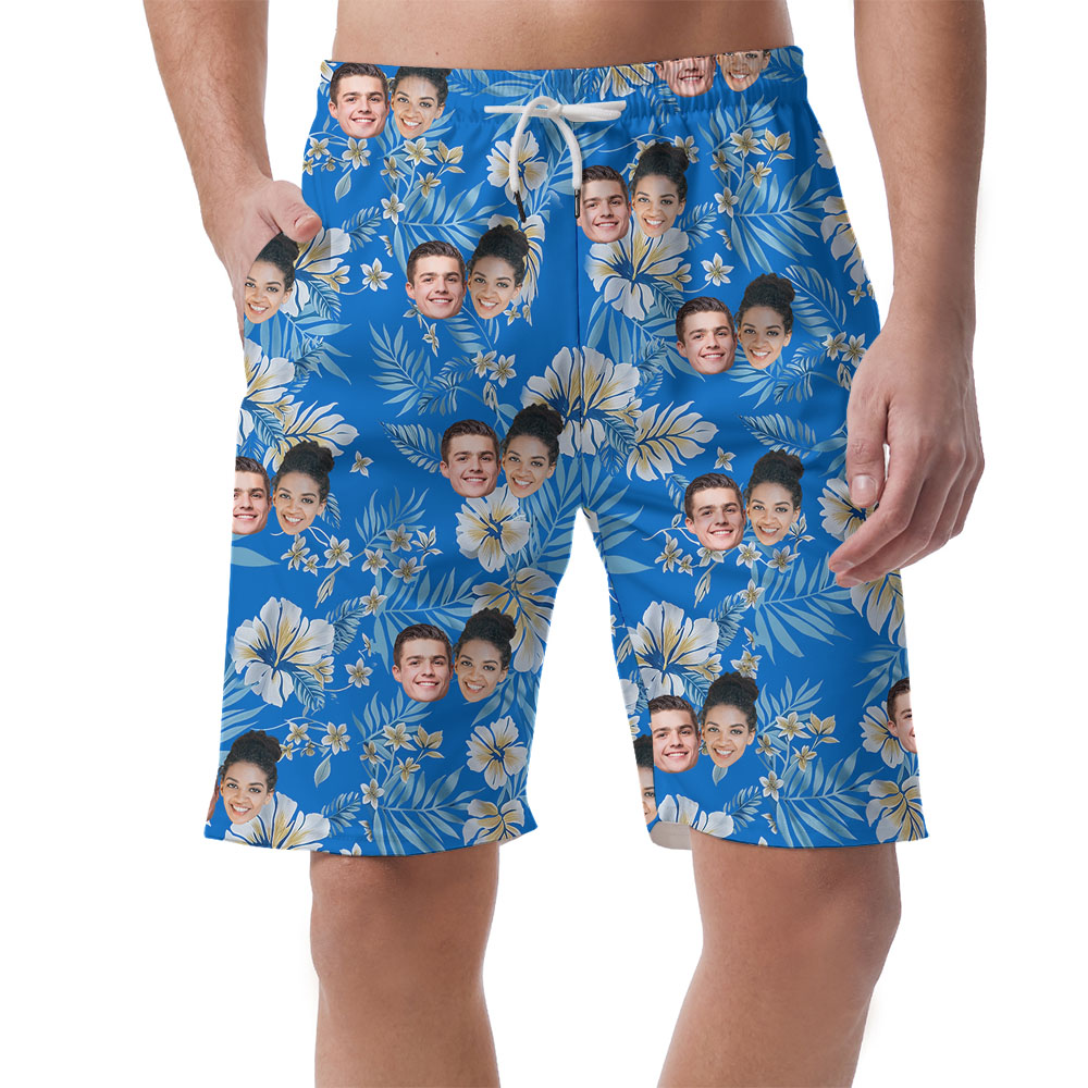 Hibiscus Blue Men's Casual Shorts With 1-5 Pictures - variant image 1