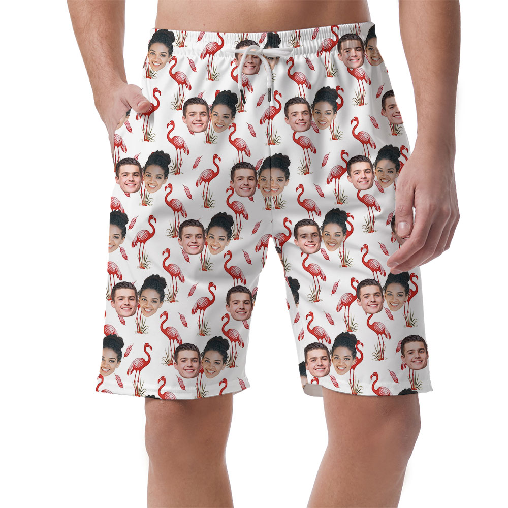 Cool Personalized Photo Flamingo Shorts For Men - variant image 1