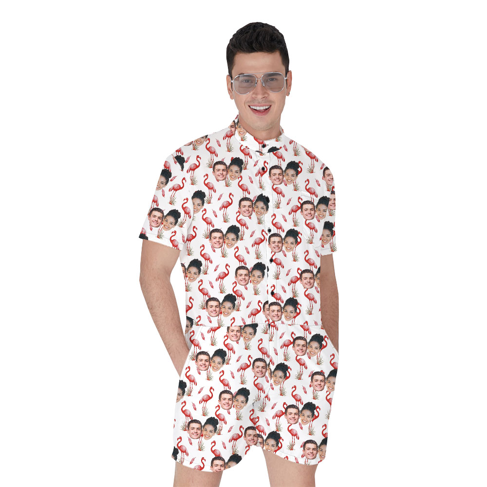 Unique Flamingo White Male Romper With Faces - variant image 1