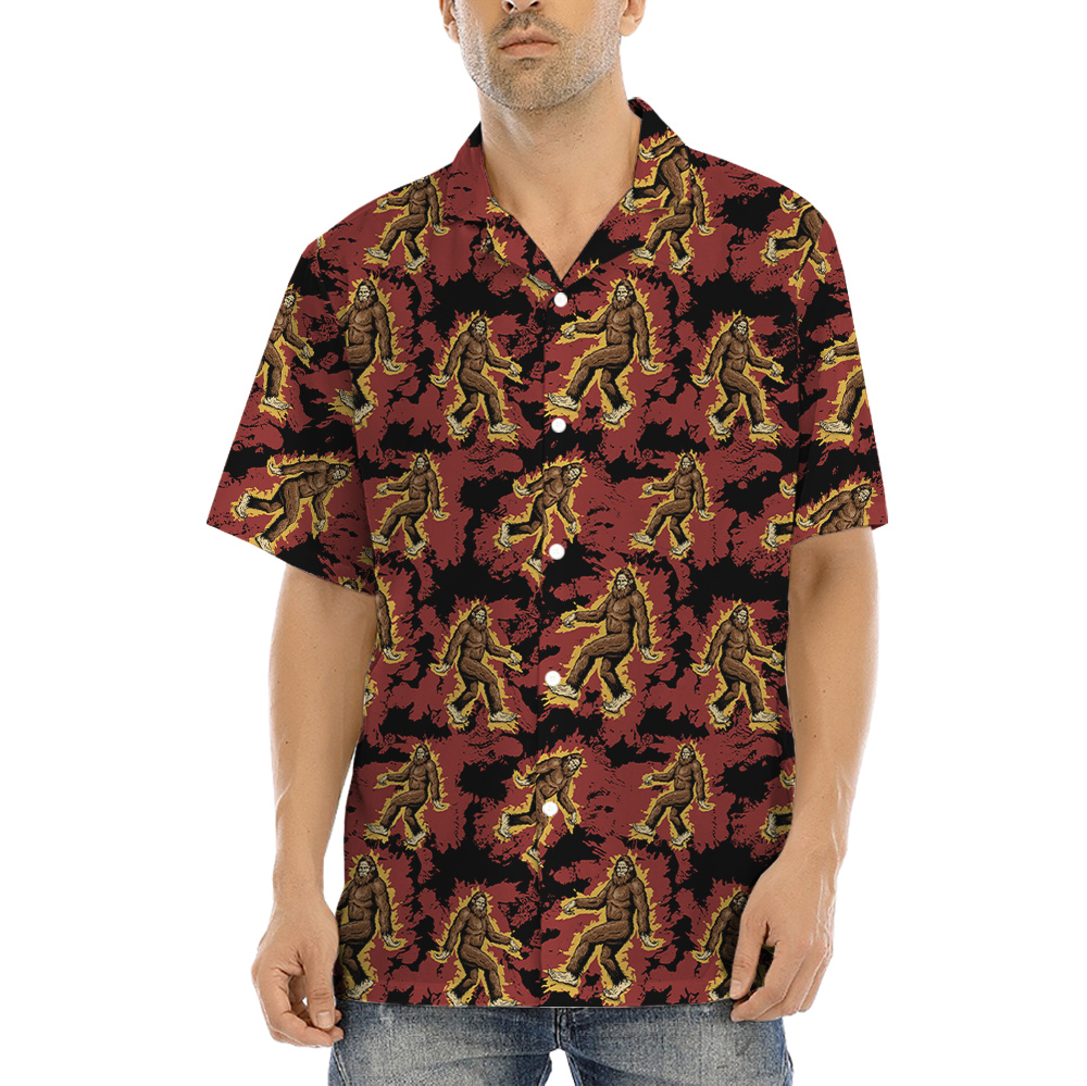 Bigfoot Fire Hawaiian Shirt - variant image 1