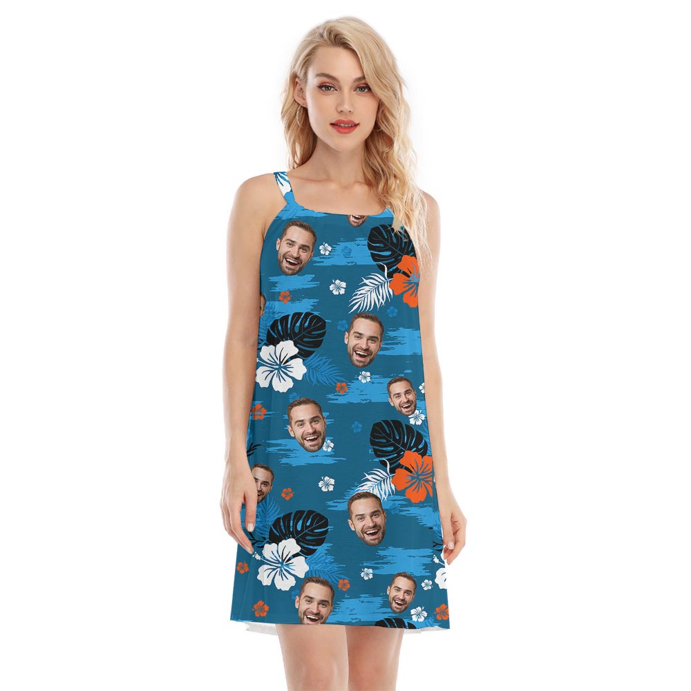 Lovely Blue Hawaiian Dress For Women Custom Photo - variant image 1