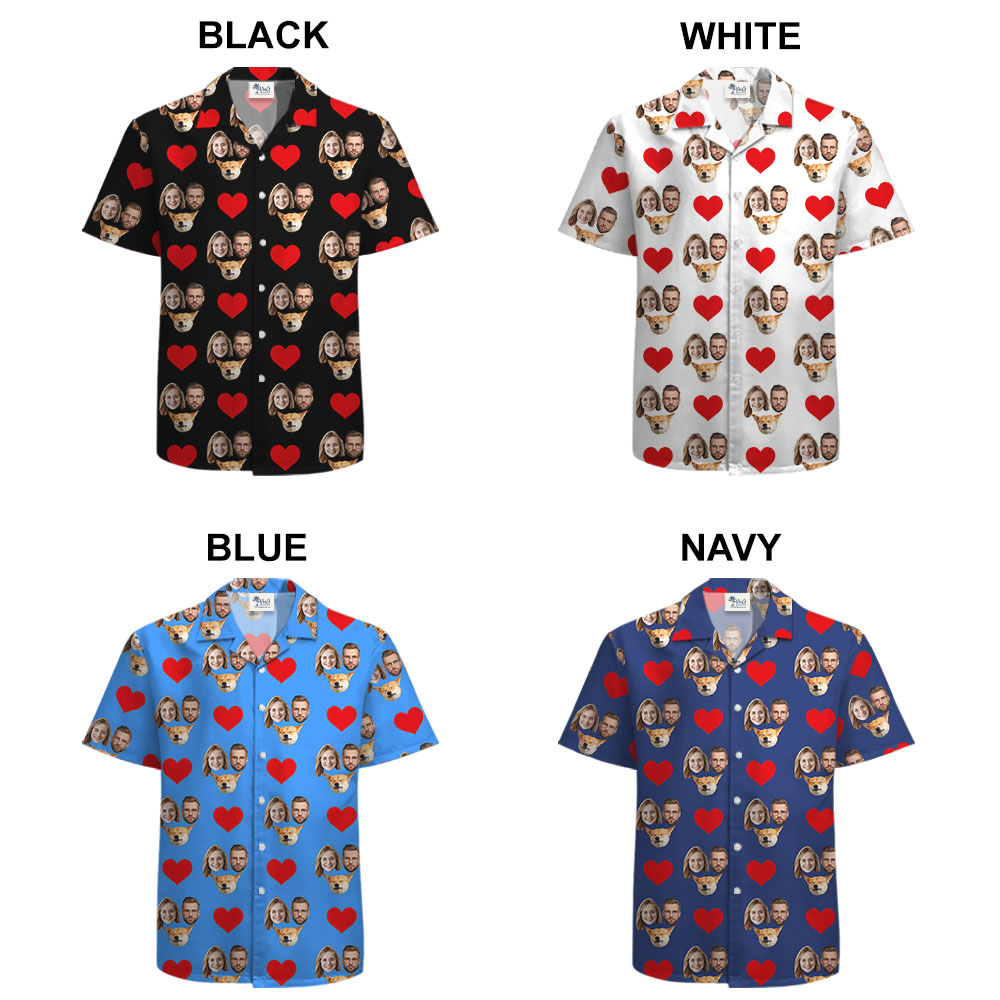 Personalized Men's Button Up Shirt With 1-5 Faces