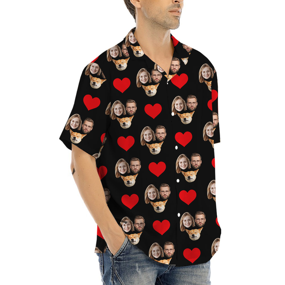 Personalized Men's Button Up Shirt With 1-5 Faces