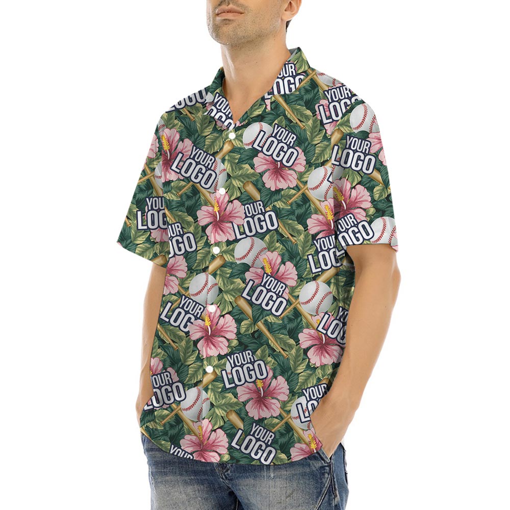 Custom Baseball Player Hawaiian Shirt With Logo