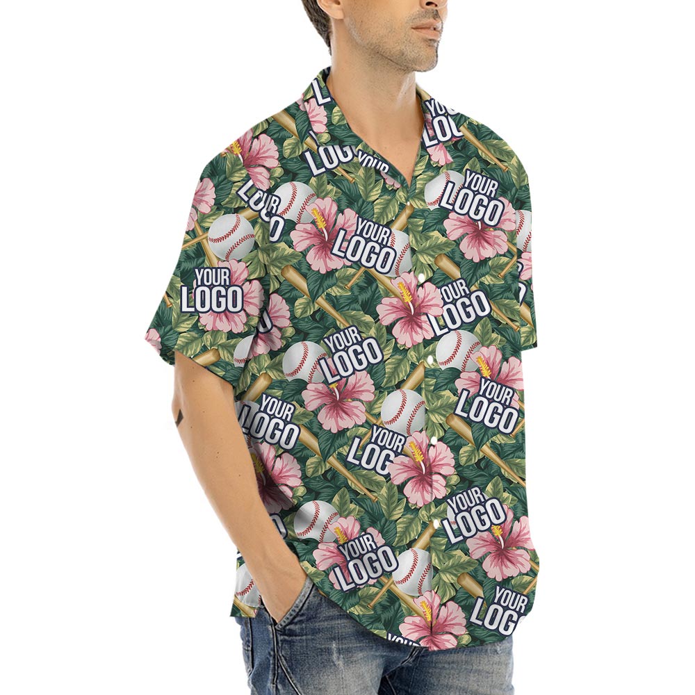 Custom Baseball Player Hawaiian Shirt With Logo