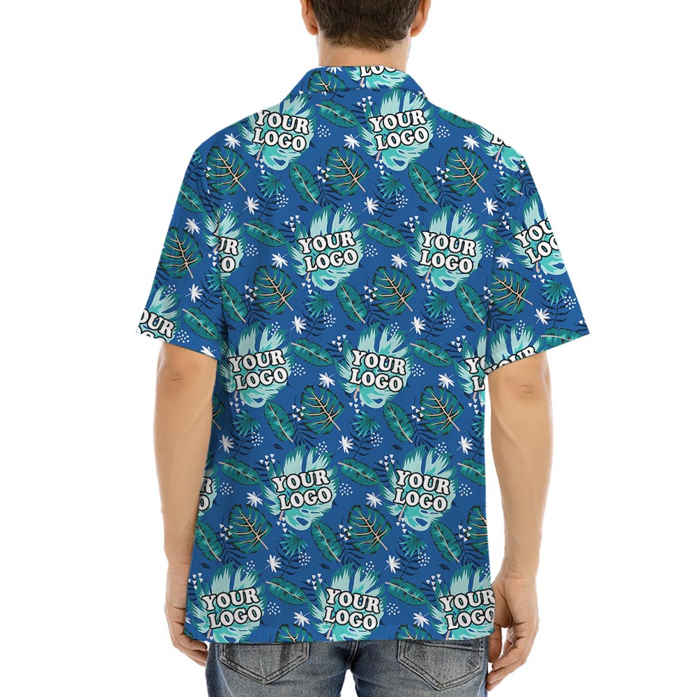 Unique Blue Custom Team Hawaiian Shirt With Logo