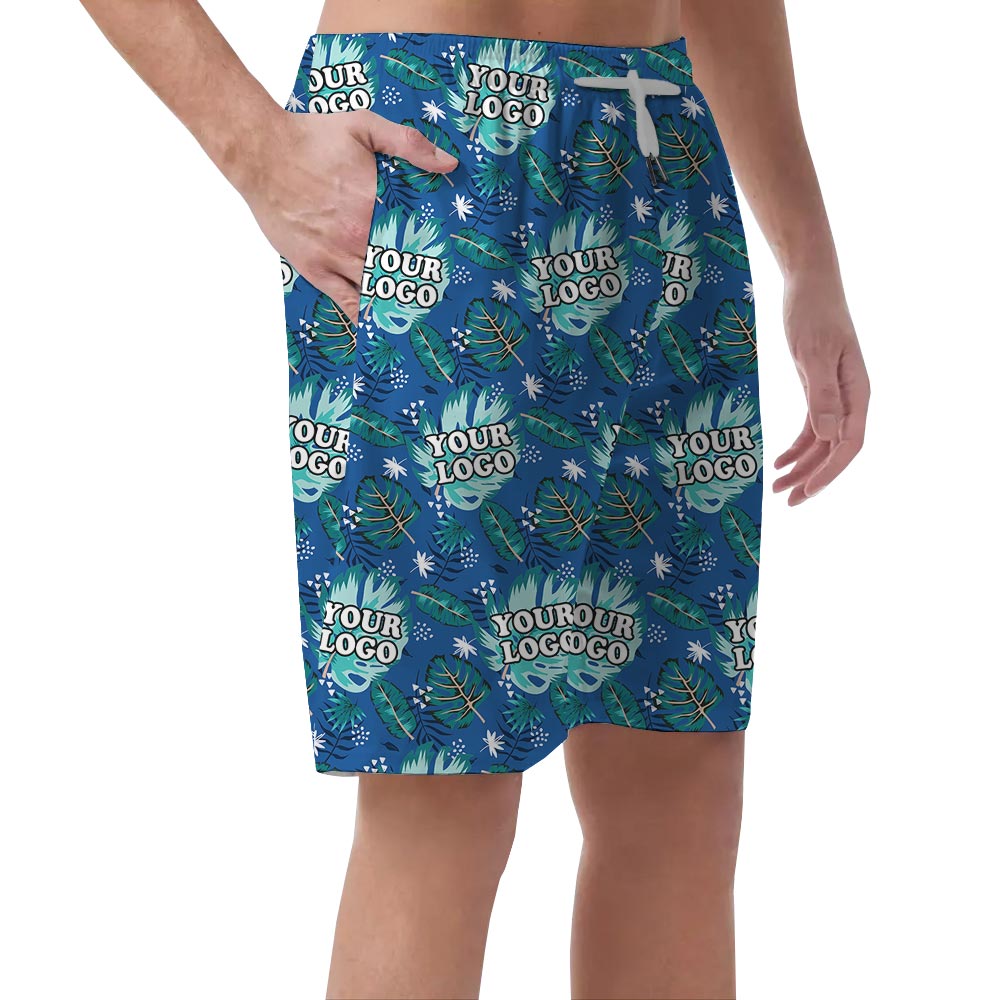 Blue Custom Company Logos Men's Summer Shorts