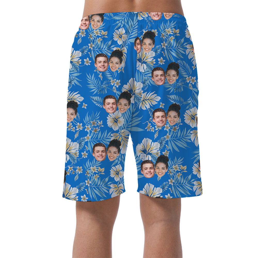 Hibiscus Blue Men's Casual Shorts With 1-5 Pictures