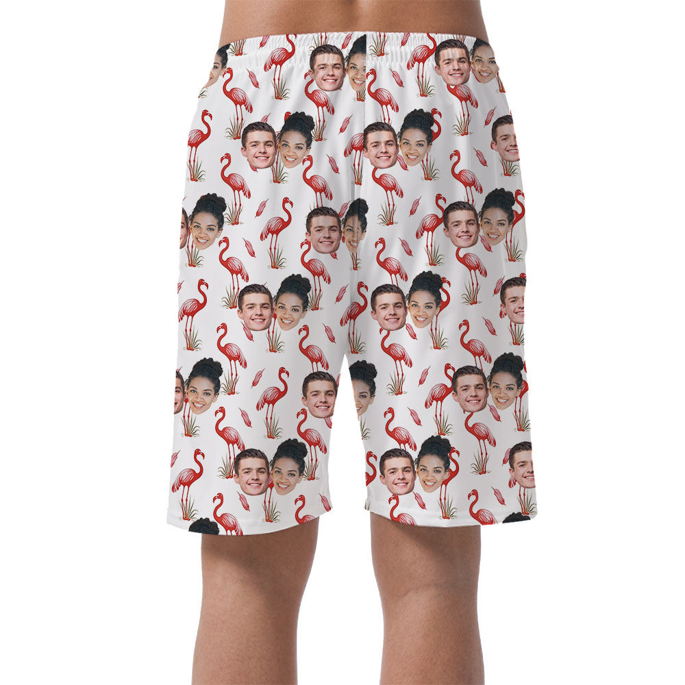 Cool Personalized Photo Flamingo Shorts For Men