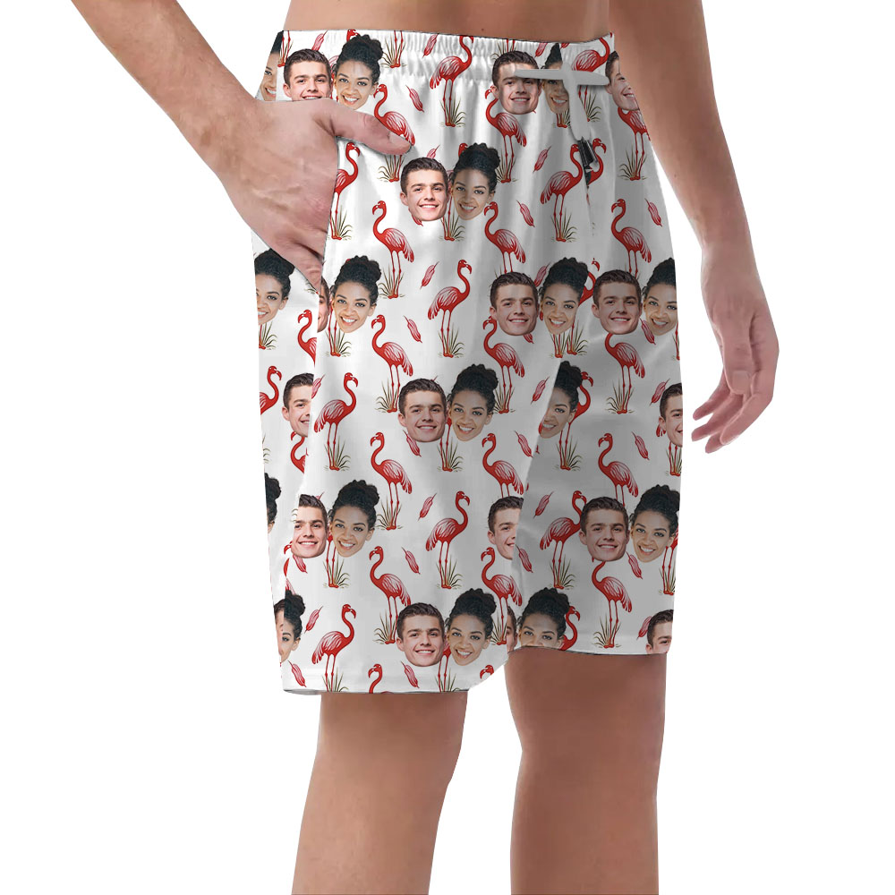 Cool Personalized Photo Flamingo Shorts For Men
