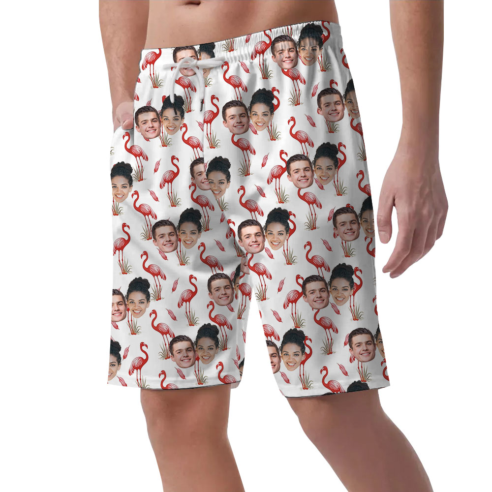 Cool Personalized Photo Flamingo Shorts For Men