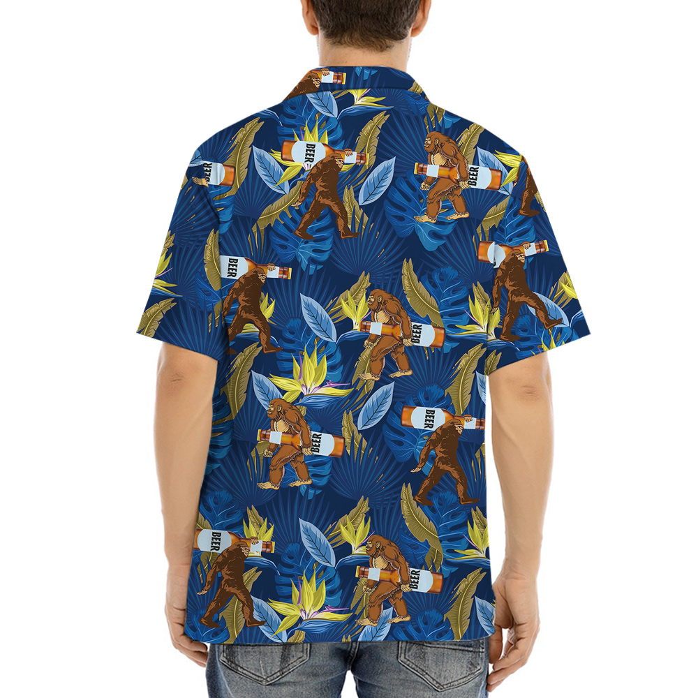 Bigfoot Carrying Beer Tropical Hawaiian Shirt