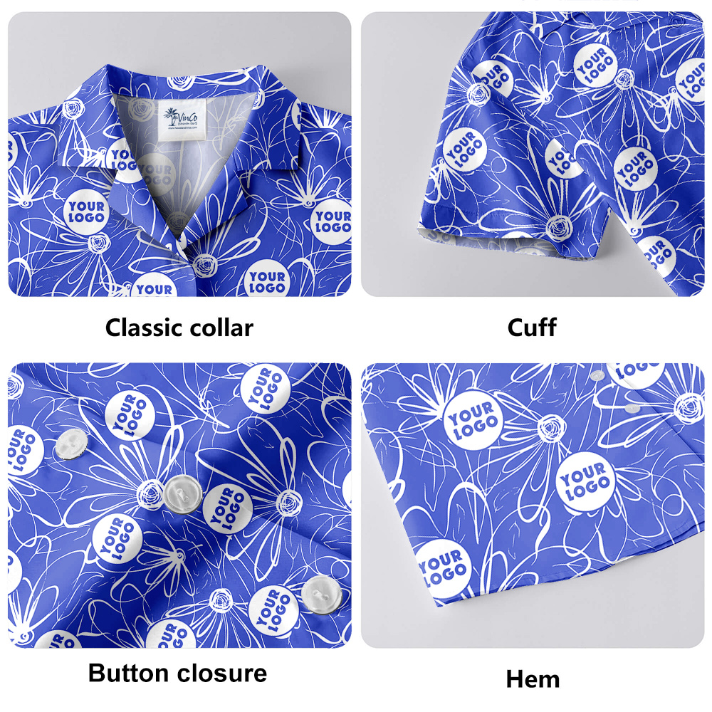 Personalized Logo Navy Hawaiian Shirt