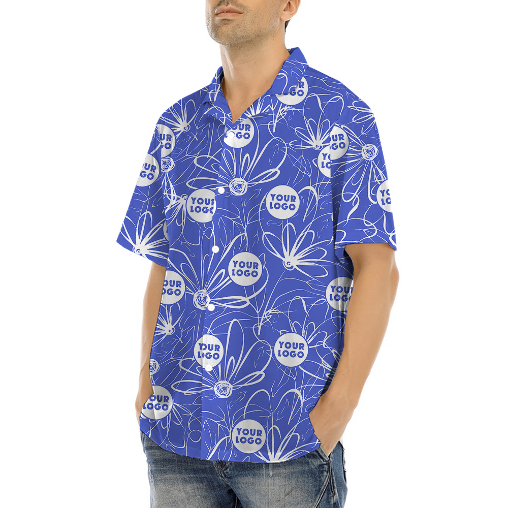 Personalized Logo Navy Hawaiian Shirt