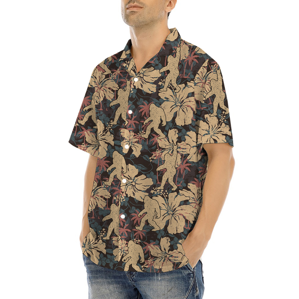 Classic Bigfoot Hibiscus Hawaiian Shirt