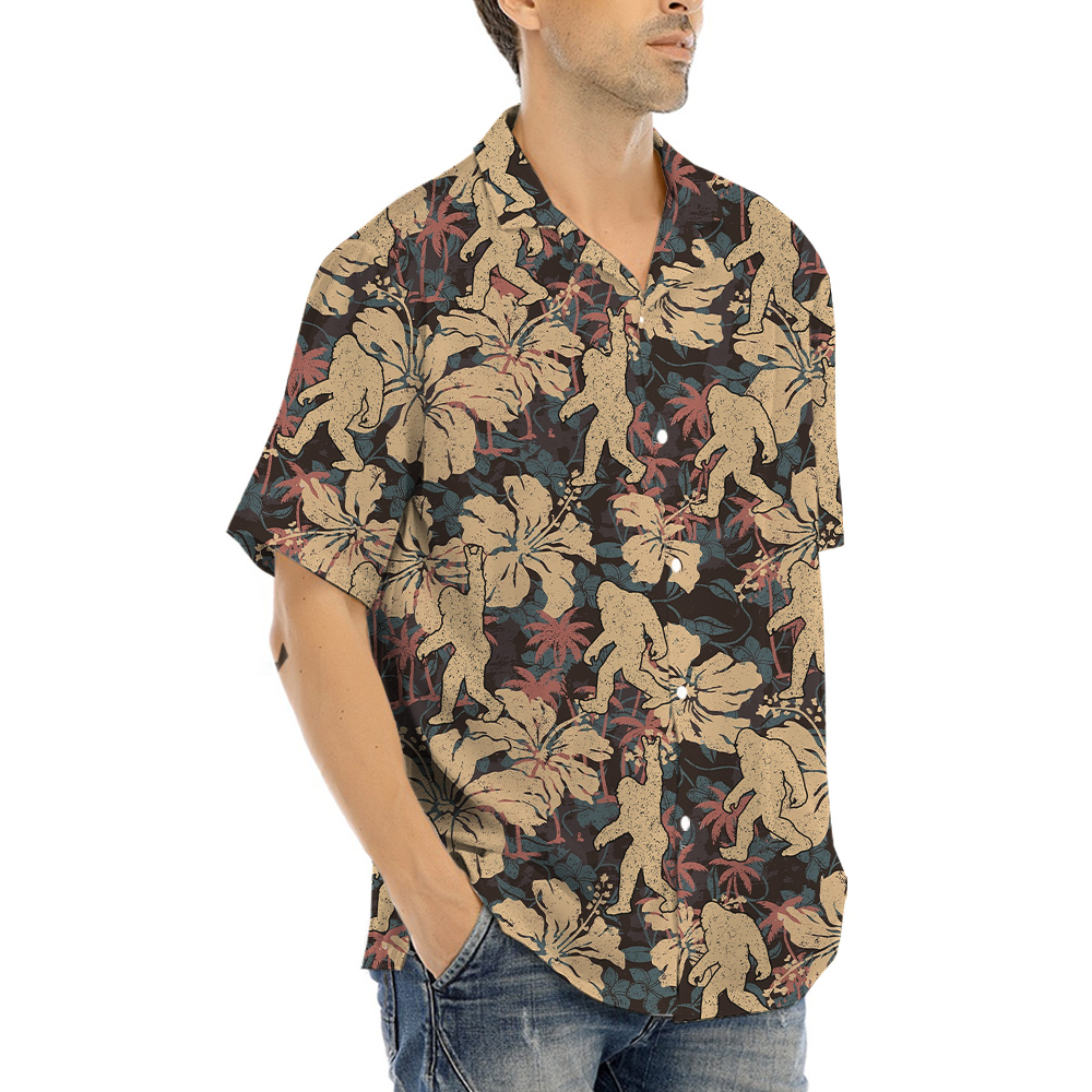 Classic Bigfoot Hibiscus Hawaiian Shirt