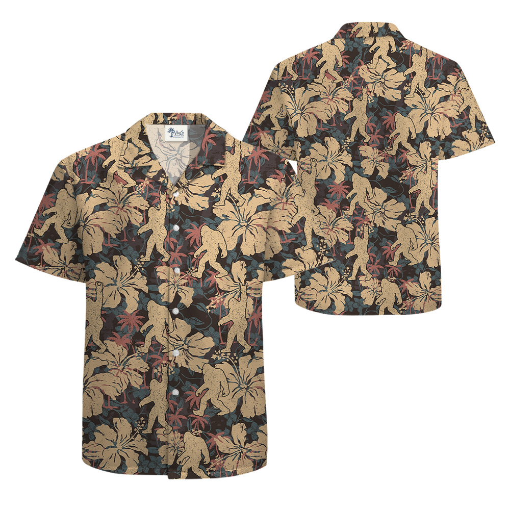 Classic Bigfoot Hibiscus Hawaiian Shirt