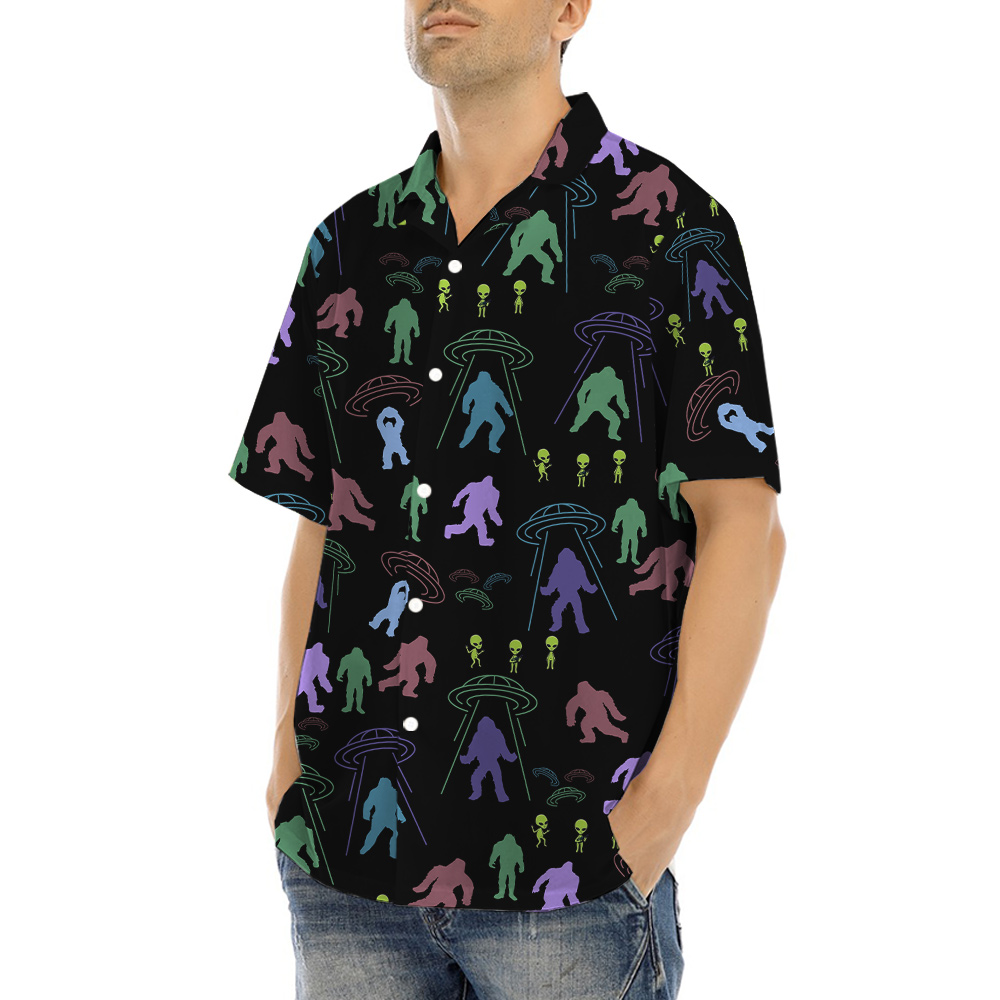 Cool Alien Bigfoot Aloha Shirt