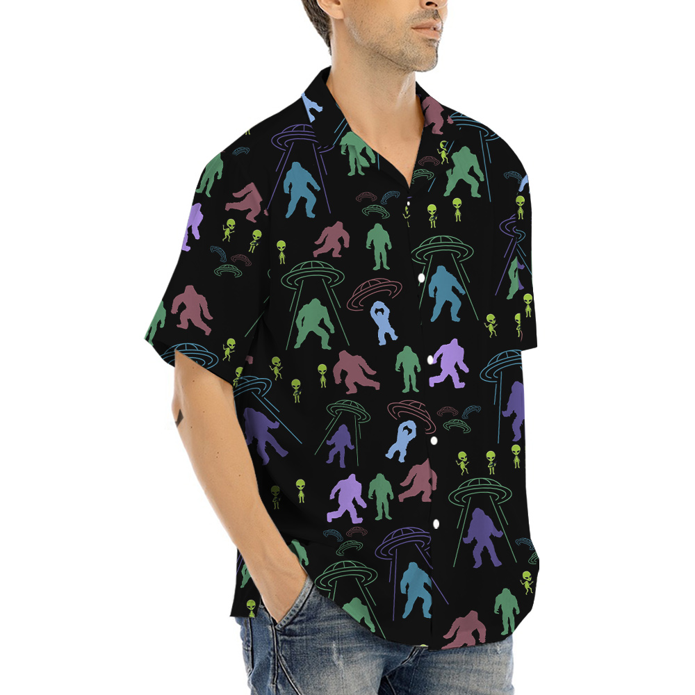 Cool Alien Bigfoot Aloha Shirt