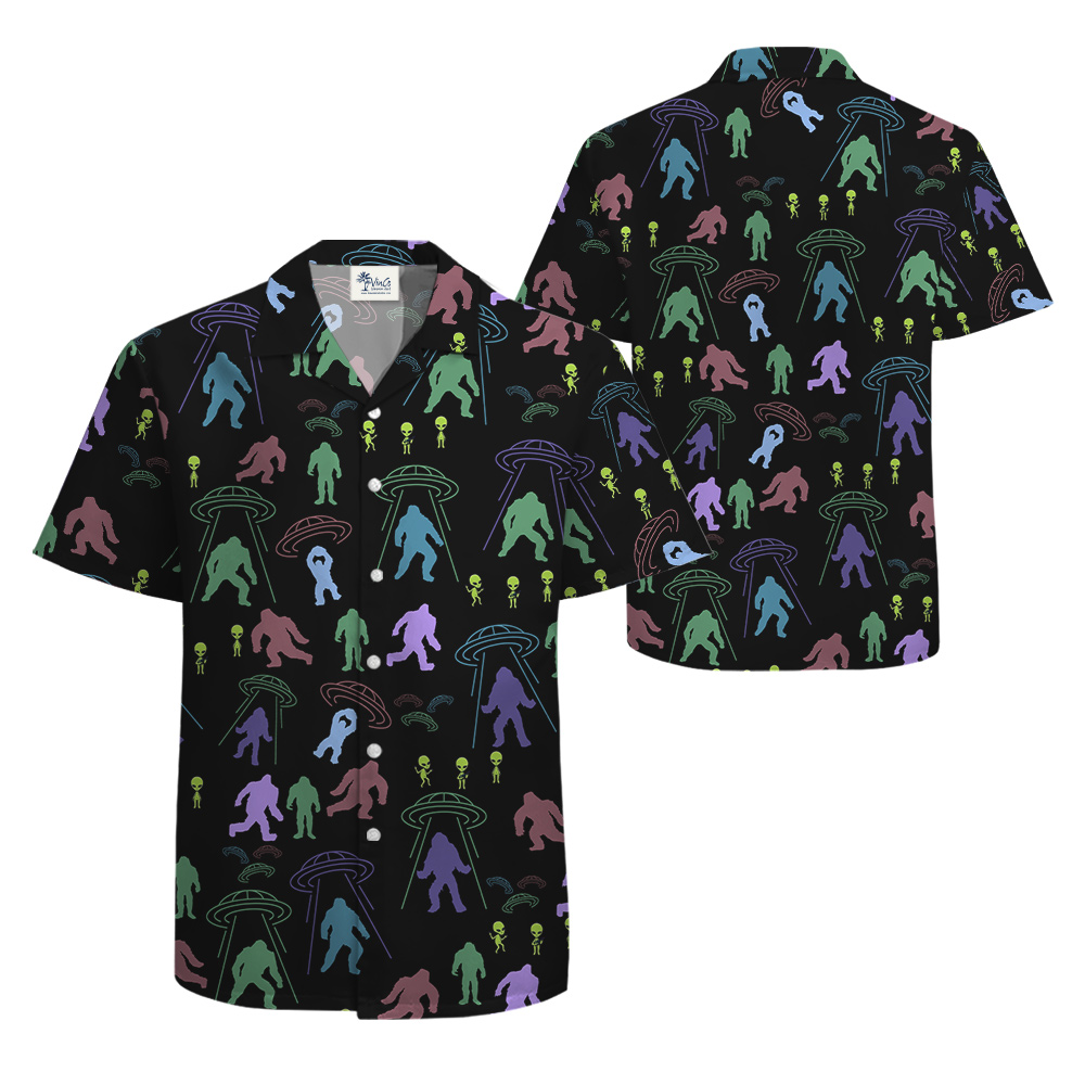 Cool Alien Bigfoot Aloha Shirt