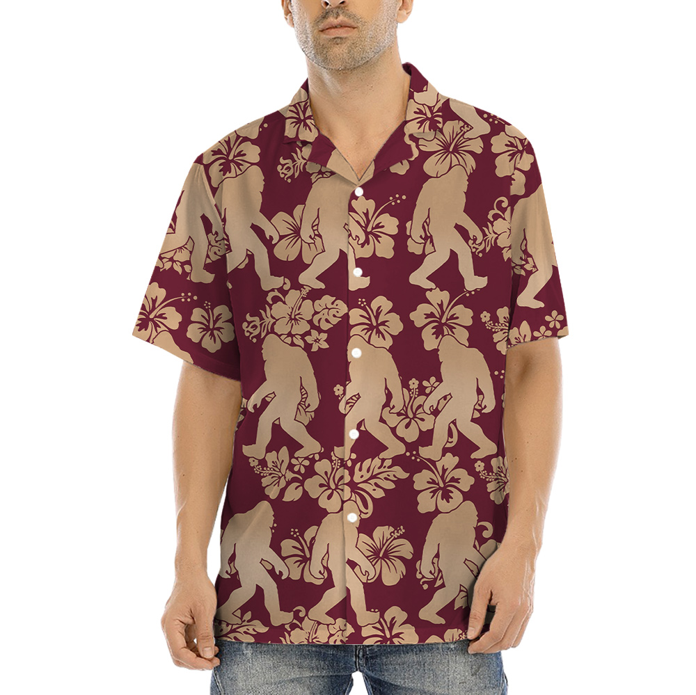 Vintage Sasquatch Hibiscus Aloha Shirt