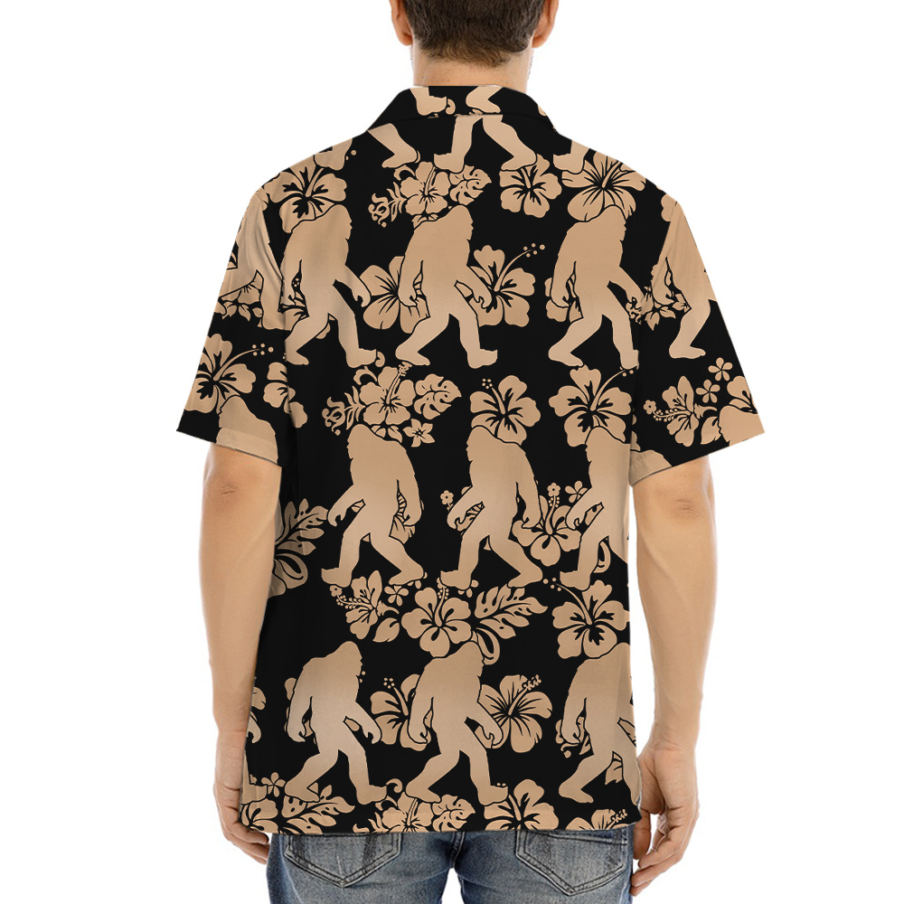 Vintage Sasquatch Hibiscus Aloha Shirt