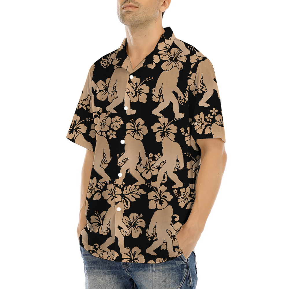 Vintage Sasquatch Hibiscus Aloha Shirt