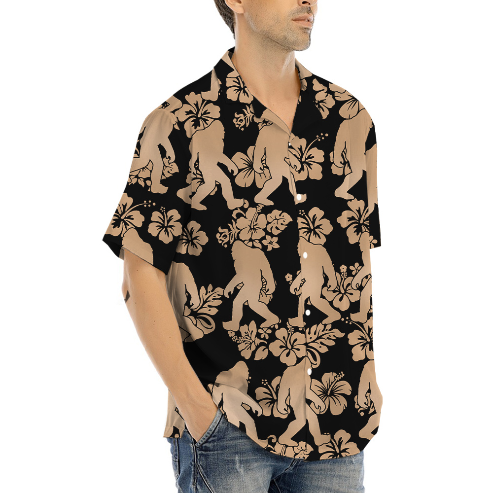 Vintage Sasquatch Hibiscus Aloha Shirt