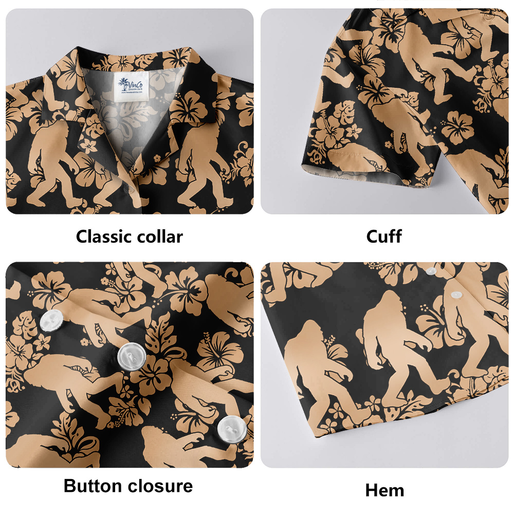 Vintage Sasquatch Hibiscus Aloha Shirt