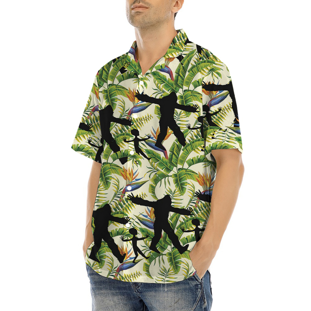 Sasquatch And Alien Tropical Hawaiian Shirt