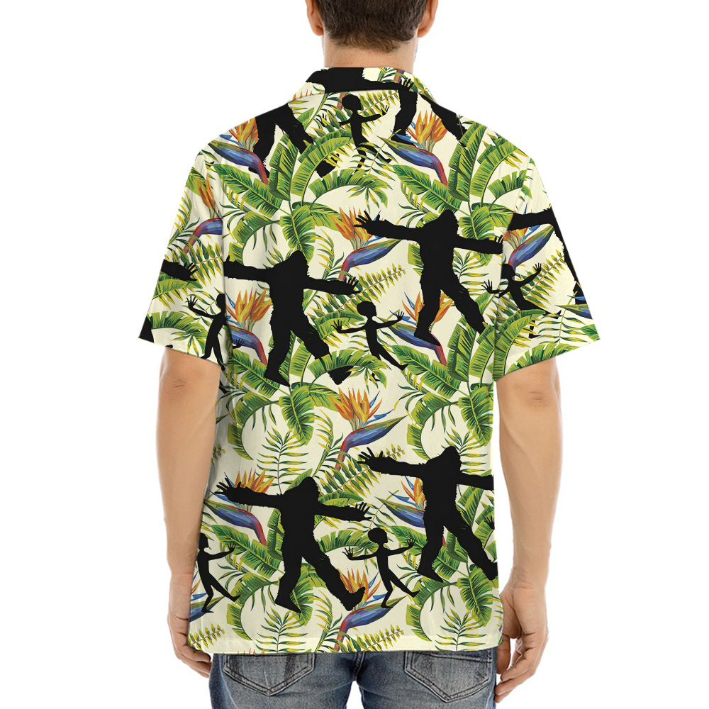 Sasquatch And Alien Tropical Hawaiian Shirt