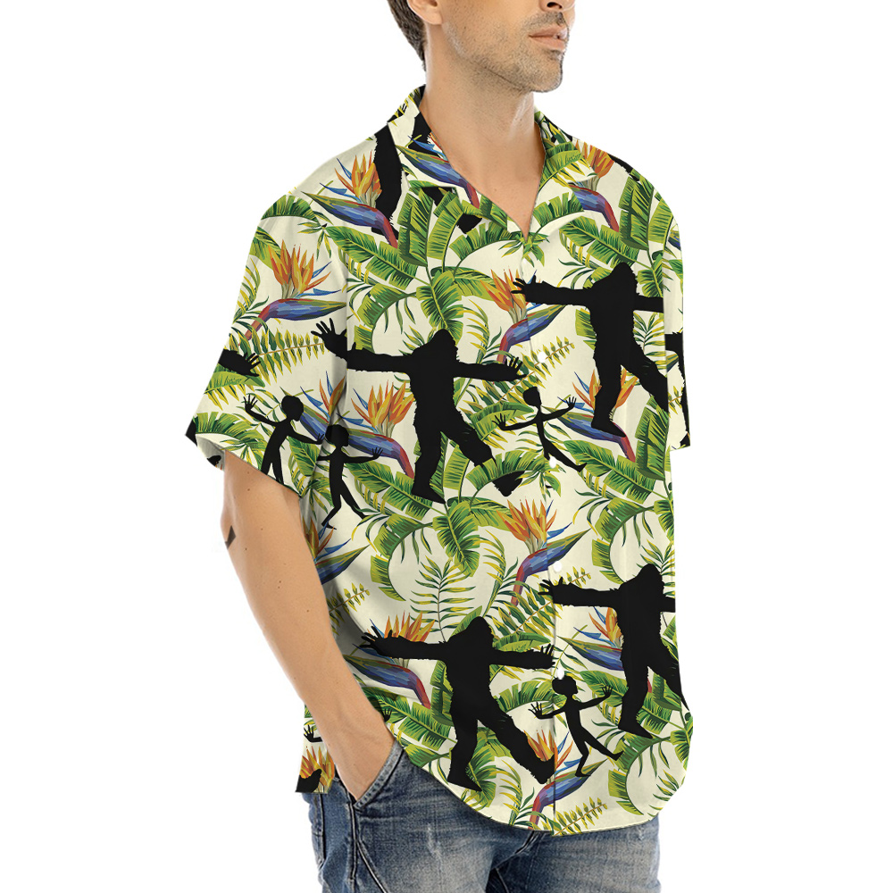 Sasquatch And Alien Tropical Hawaiian Shirt