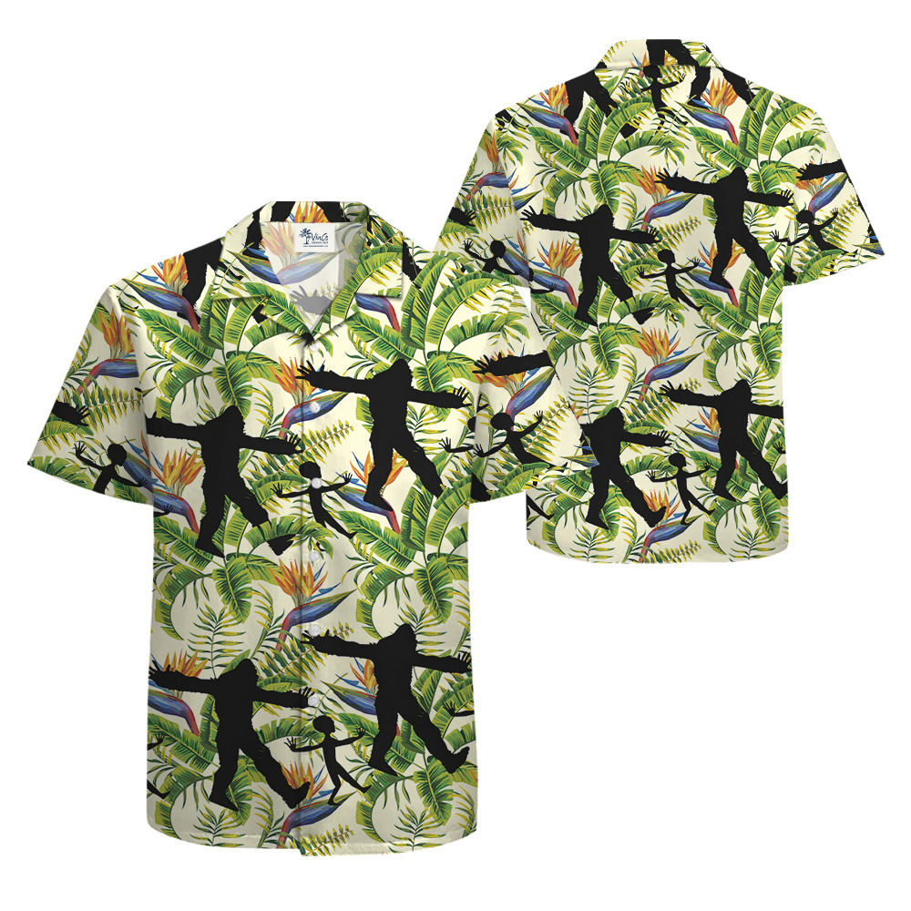 Sasquatch And Alien Tropical Hawaiian Shirt