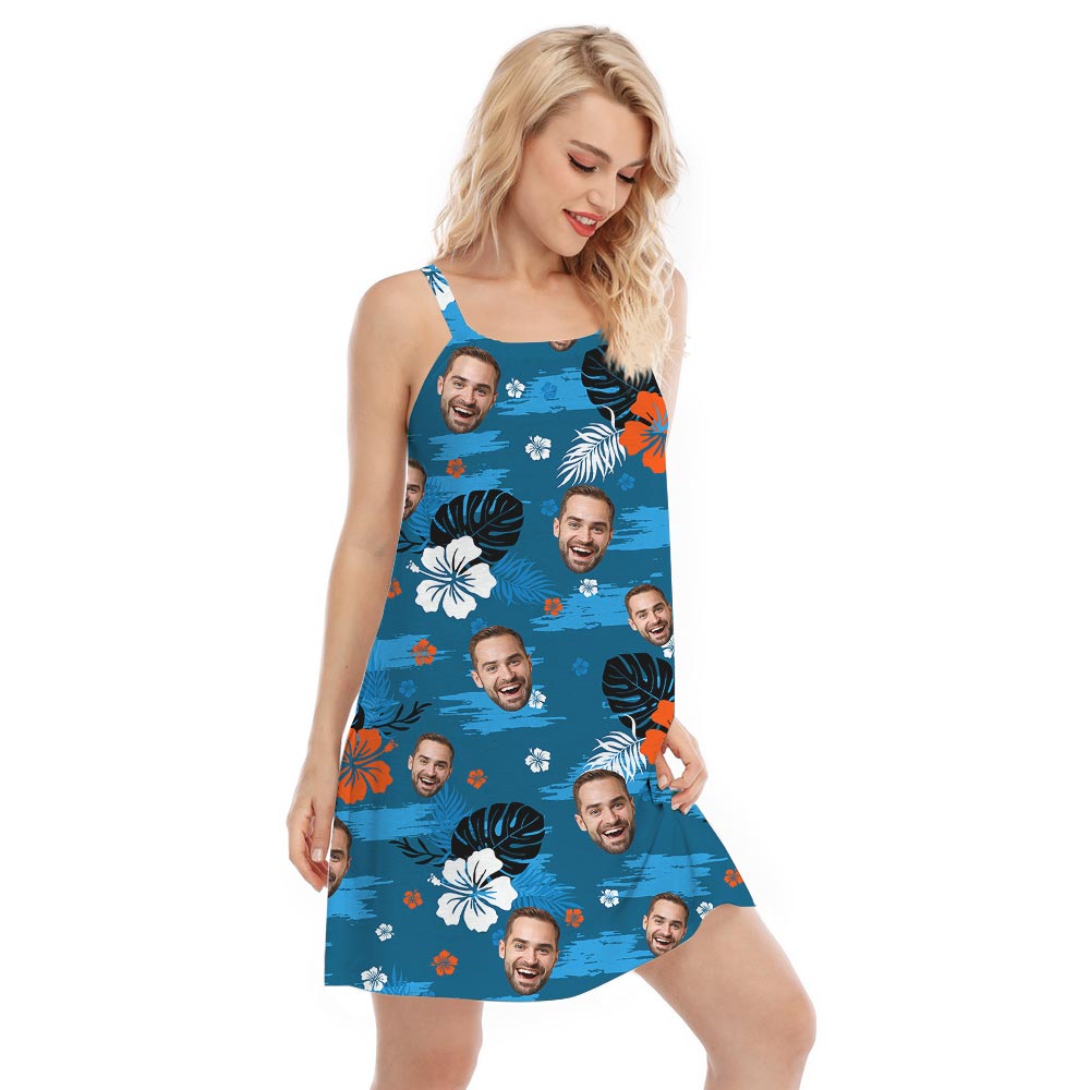 Lovely Blue Hawaiian Dress For Women Custom Photo