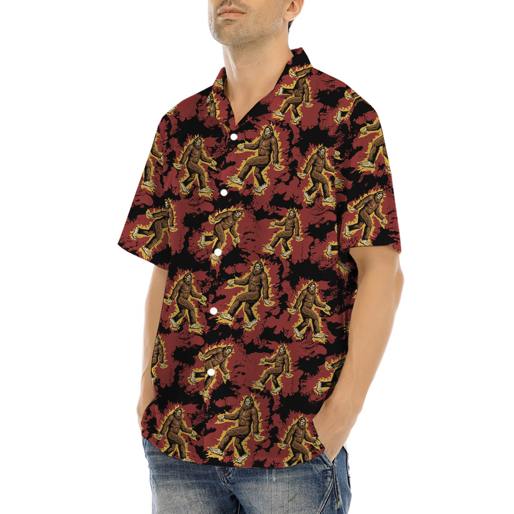 Bigfoot Fire Hawaiian Shirt