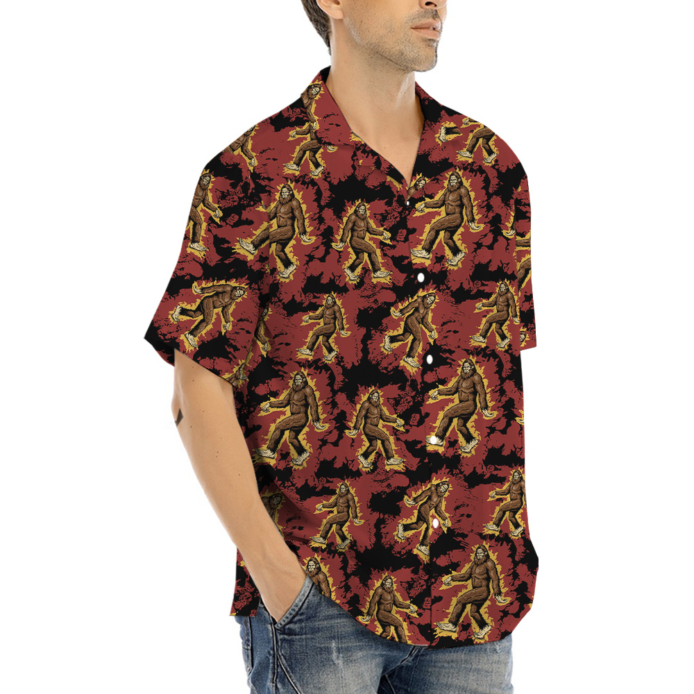 Bigfoot Fire Hawaiian Shirt