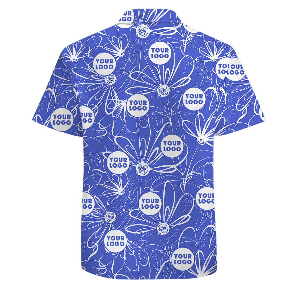 Personalized Logo Navy 100% Cotton Hawaiian Shirt