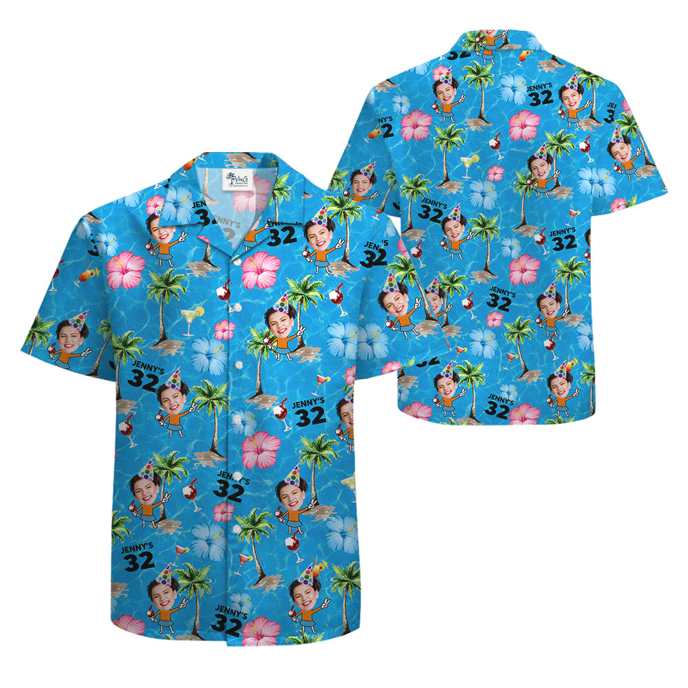 Funny Custom Face And Age Birthday Hawaiian Shirt