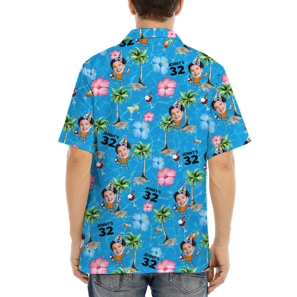 Funny Custom Face And Age Birthday Hawaiian Shirt