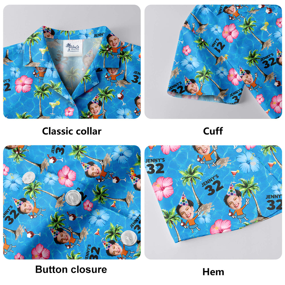 Funny Custom Face And Age Birthday Hawaiian Shirt