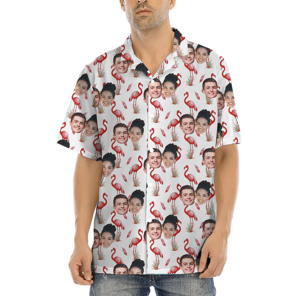 Pink Flamingo Aloha Shirt With 1-5 Faces - variant image 1