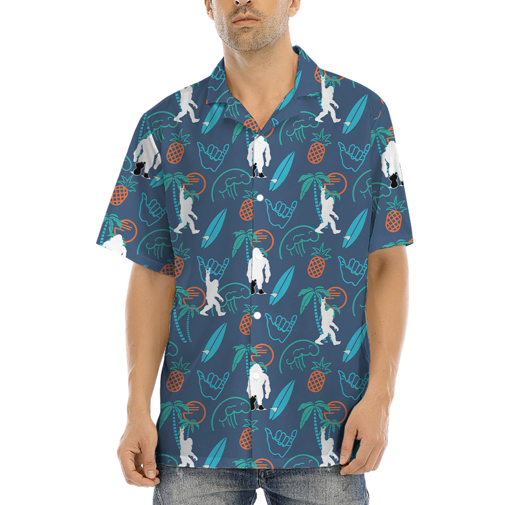 Summer Vibes Bigfoot Navy Hawaiian Shirt - variant image 1